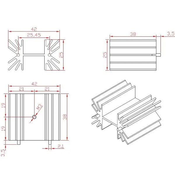 Aluminium Heat Sink for Mosfet transistor size Aluminium Heat Sink for Mosfet transistor size